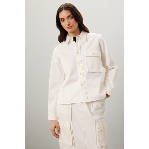SILK LAUNDRY Off-White 100% Organic Cotton Long Sleeve Front Button Jacket L - Picture 1 of 16